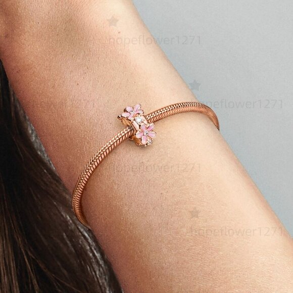 Pandora Pink Daisy Spacer Clip Charm|Pendant - Picture 2 of 2